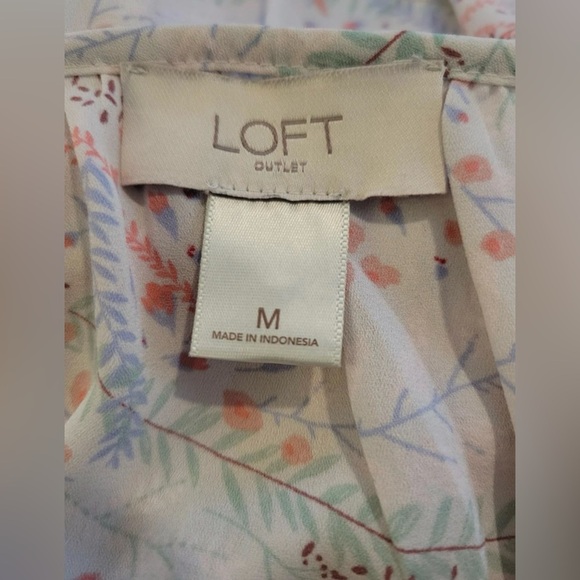 LOFT Outlet Sleeveless Floral Peplum Blouse Women’s Size M Keyhole Neck - Picture 5 of 6